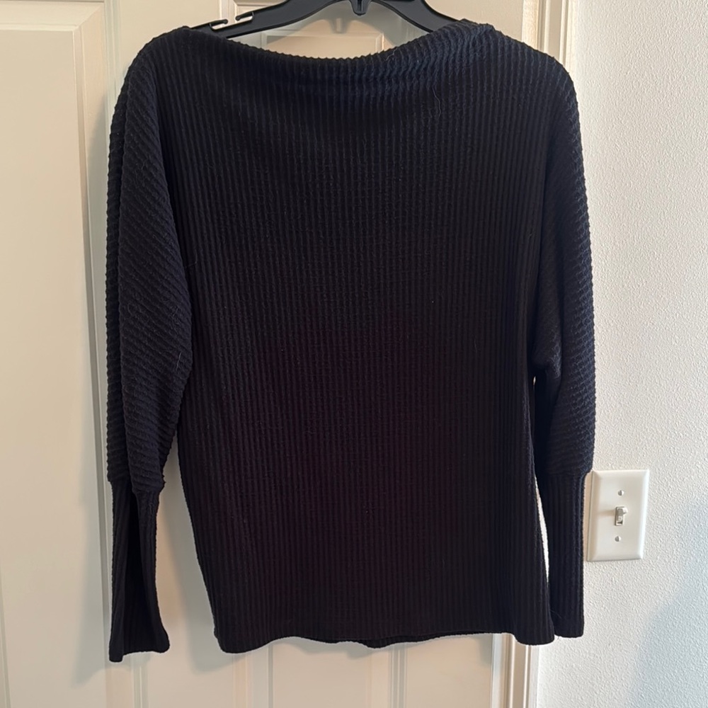 Caslon Black Ribbed Knit Top